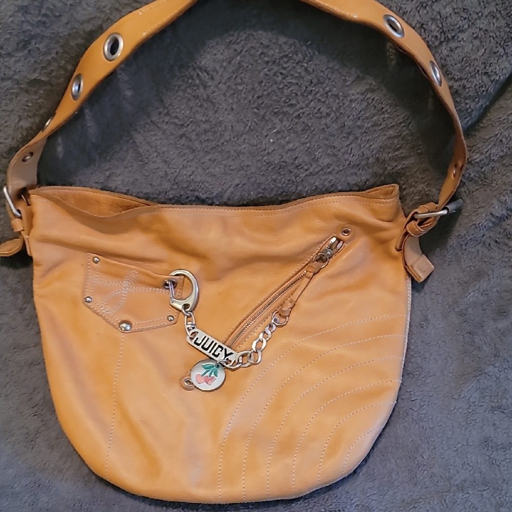Stylish Tan Leather Juicy Couture Shoulder Bag